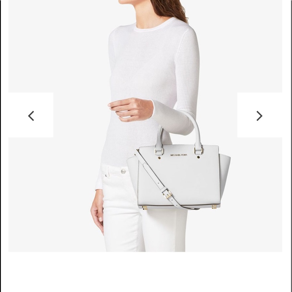 NWT MICHAEL KORS SELMA WHITE MEDIUM SATCHEL